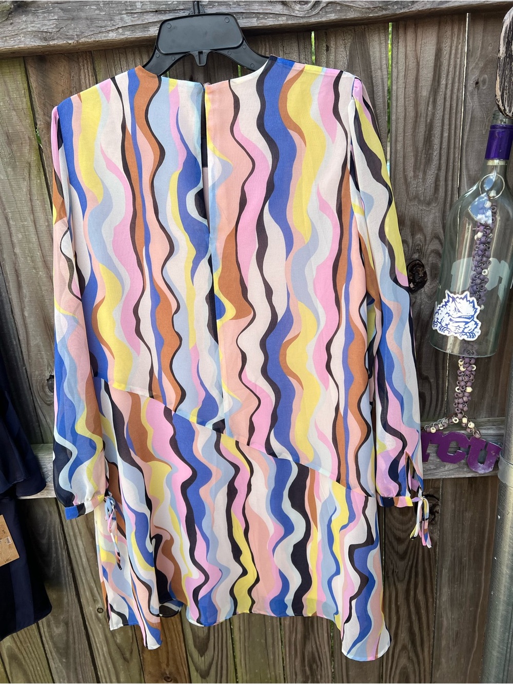 MARELLA Multicolor Wavy Print Shift dress in Pink Blue Yellow - Picture 4 of 10